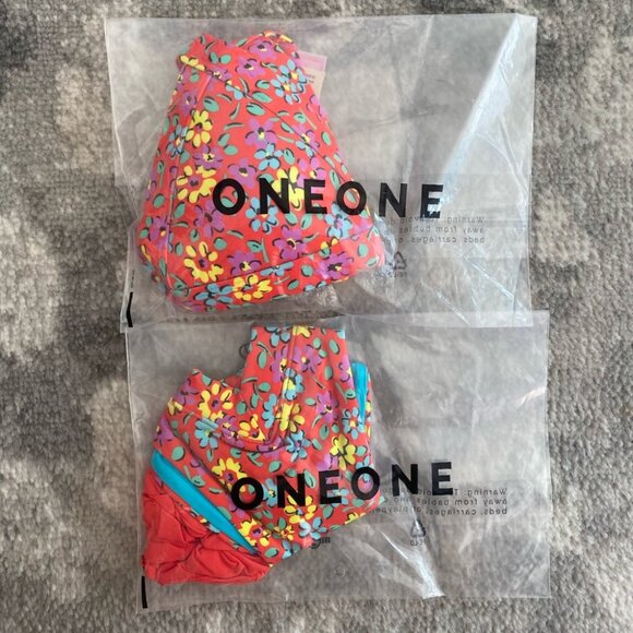 NWT OneOne Swimwear Bikini SET Cossies Red Floral Jesse Kameron Padded Swimsuit - Picture 7 of 9